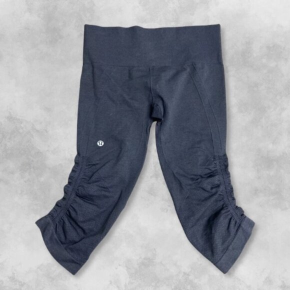 Lululemon In The Flow Crop High Ruched Details Waisted Lightweight Gray W US 6 - Picture 2 of 3
